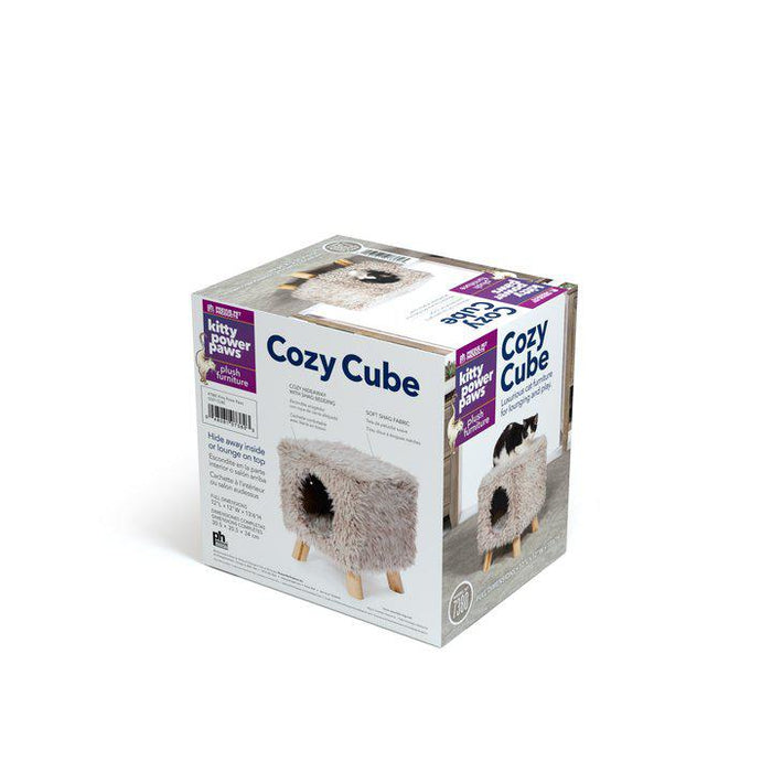 Prevue Pet Products Kitty Power Paws Cozy Cube, Frost Tan