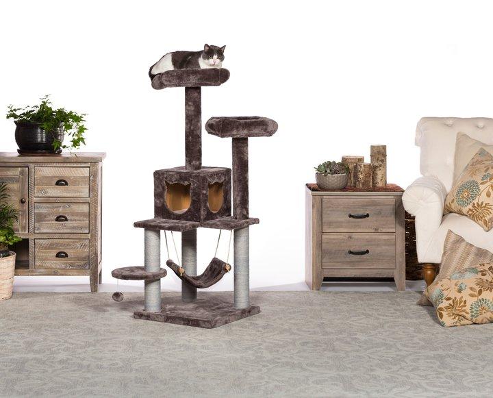 Prevue Pet Products Kitty Power Paws Party Tower Cat Tree, Gray