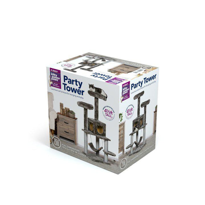 Prevue Pet Products Kitty Power Paws Party Tower Cat Tree, Gray