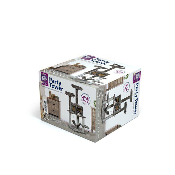 Prevue Pet Products Kitty Power Paws Party Tower Cat Tree, Gray