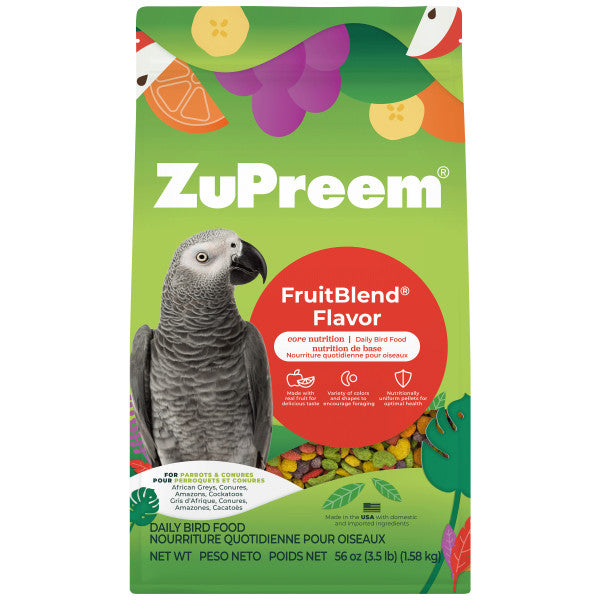 ZuPreem FruitBlend Bird Food Parrots & Conures - African Greys, Conures, Amazons, Cockatoos 3.5lb
