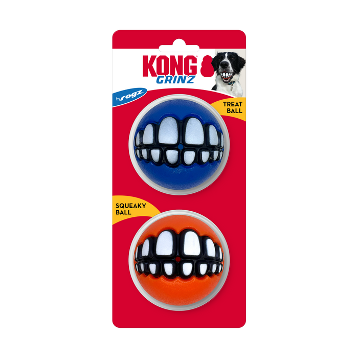 KONG Grinz by Rogz Variety Ball Dog Toys LG 2pk - Image 2