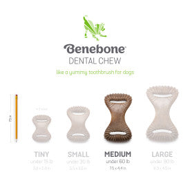 Benebone 2-Pack Dental Chew & Wishbone Dog Chew Toy Bacon MD|20 PK