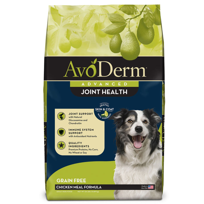 AvoDerm Natural Advanced Joint Health Chicken Meal Formula - Grain Free Adult Dry Dog Food 24 lb