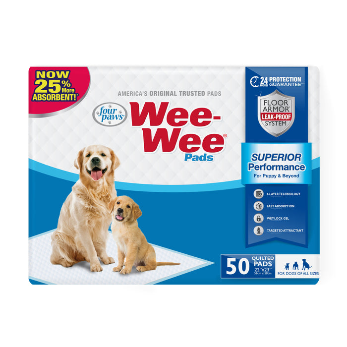 Four Paws Wee-Wee Superior Performance Dog Pee Pads 22" x 23" (50 Count)