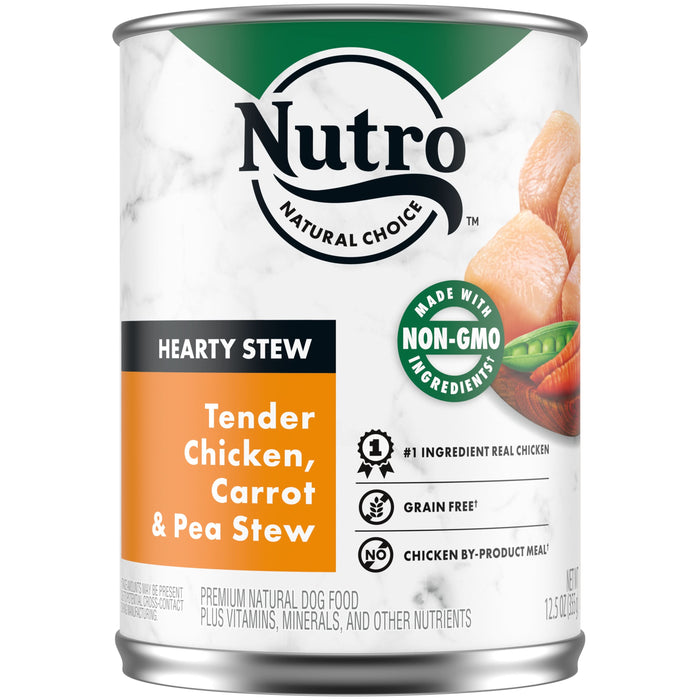 Nutro Products Hearty Stew Cuts in Gravy Adult Wet Dog Food Tender Chicken, Carrot & Pea Stew 12.5oz 12pk
