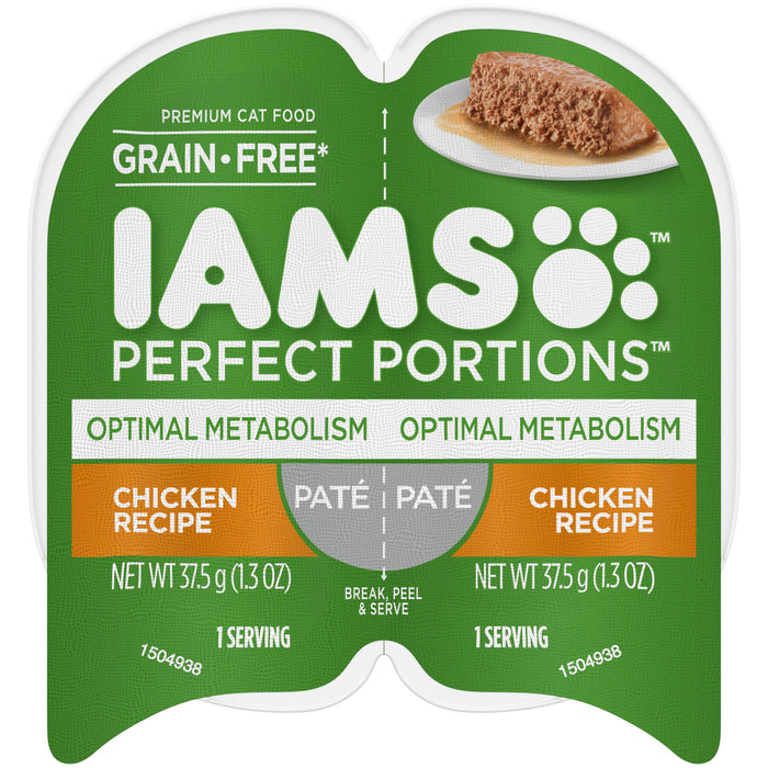 IAMS Perfect Portions Optimal Metabolism Grain Free Paté Adult Wet Cat Food Chicken 2.6oz 24pk