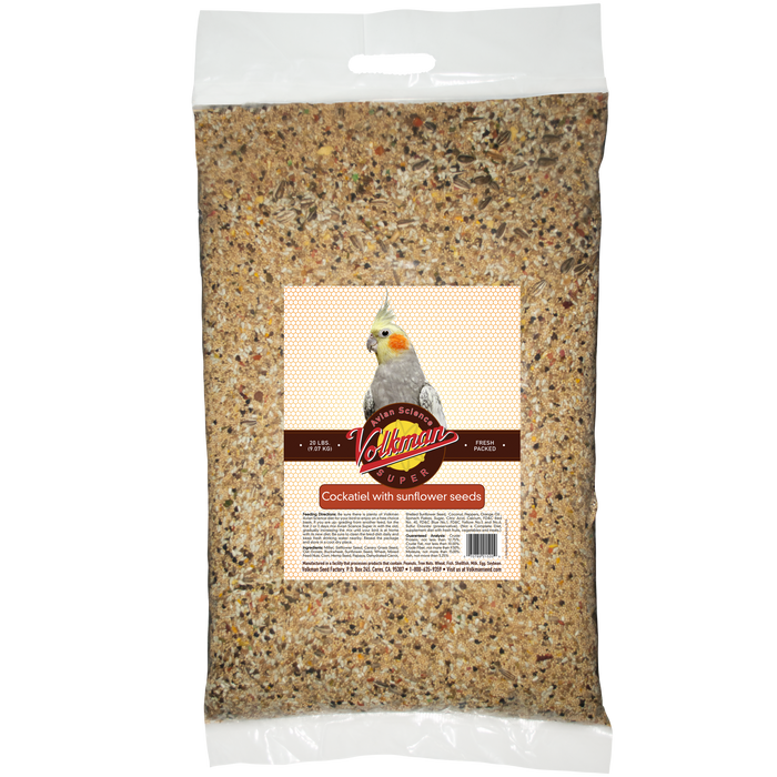 Volkman Seed Company Avian Science Super Cockatiel Bird Treat with Sunflower Seed 20 lb