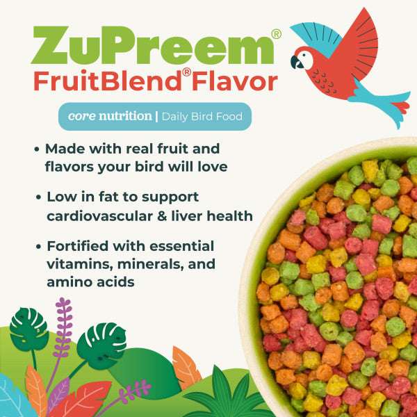 ZuPreem FruitBlend Bird Food Small Birds - Parakeets (Budgies), Parrotlets 10lb