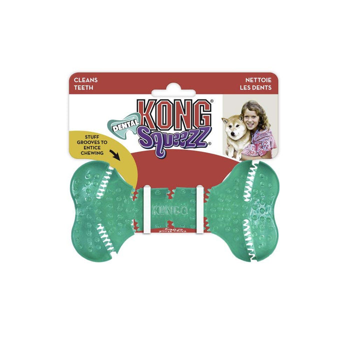 KONG Dental Squeezz Bone Dog Chew Teal MD - Image 6