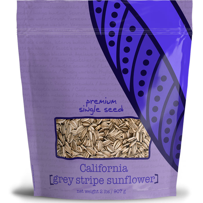 Volkman Seed Company Premium Single Seed California Grey Stripe Sunflower Bird Food 2lb