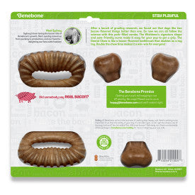 Benebone 2-Pack Dental Chew & Wishbone Dog Chew Toy Bacon MD|20 PK