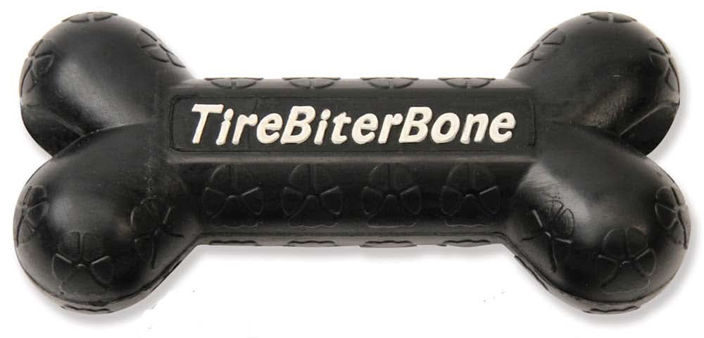 Mammoth Pet Products TireBiter Bone with Treat Station Dog Toy Black LG 7.25in