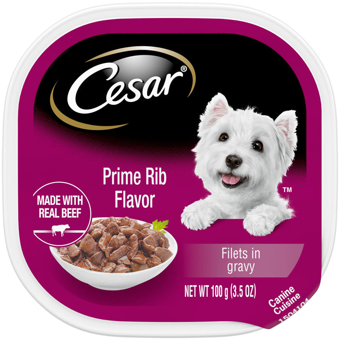 Cesar Filets in Gravy Adult Wet Dog Food Prime Rib 3.5oz 24pk