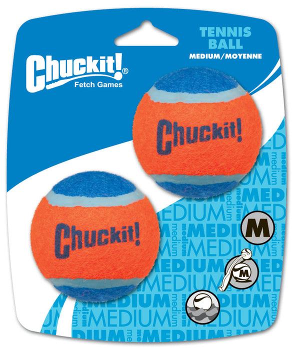 Chuckit! Tennis Ball Dog Toy Hang Tab Blue/Orange MD 2pk