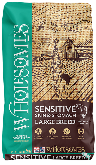 Wholesomes Sensitive Skin & Stomach Large Breed Dry Dog Food Salmon 30lb