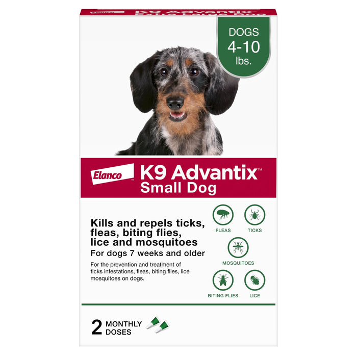 Elanco K9 Advantix Topical Flea & Tick Treatment & Prevention for Dogs 2-Month Supply SM Dogs (4-10 lbs)