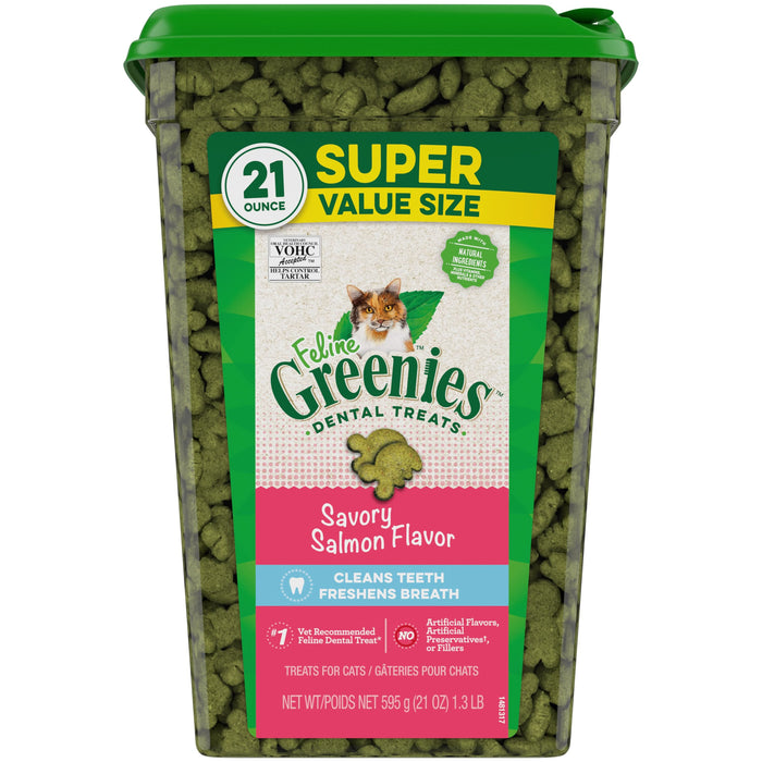 Greenies Feline Adult Cat Dental Treats Savory Salmon 21oz