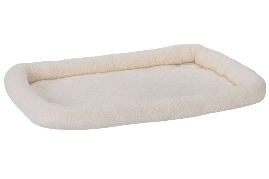Fur Haven Pet Products Faux Lambswool Pet Crate Bolster Bed Cream LG 36in X 23in