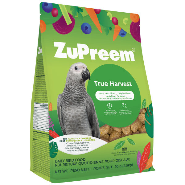 ZuPreem Ture Harvest Natural Bird Food for Parrots & Conures - African Greys, Amazons, Cockatoos 10lb