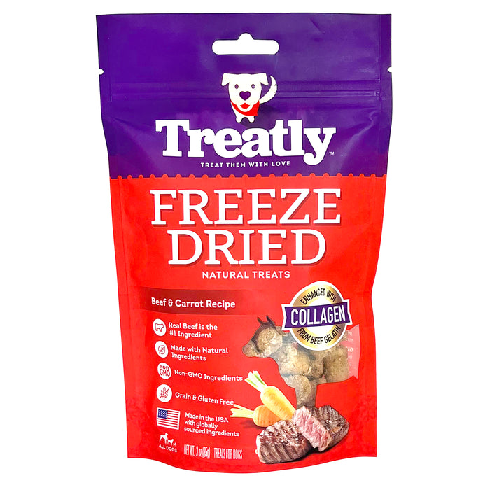 Treatly Freeze Dried Dog Treats Beef & Carrot 3oz