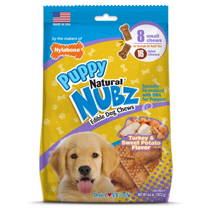 Nylabone Nubz Turkey & Sweet Potato Puppy Chew Treats Small (8 Count)