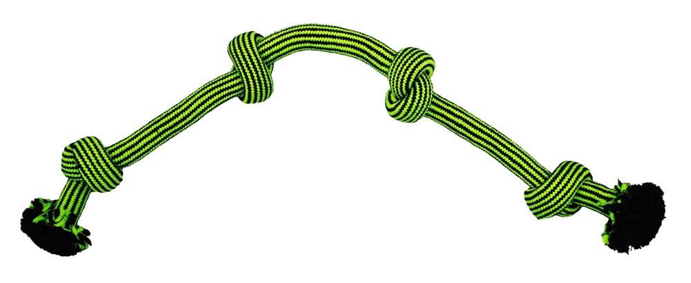 Jolly Pet Knot-n-Chew Dog Toy 4 Knots Green/Black SM/MD