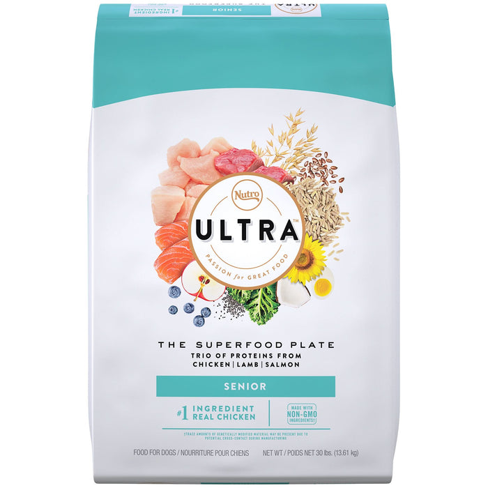 Nutro Products Ultra High Protein Senior Dry Dog Food Trio of Proteins from Chicken, Lamb, and Salmon 30lb