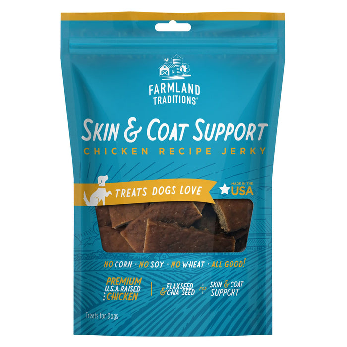 Farmland Traditions Simple Snacks Skin & Coat Support Jerky Dog Treats Chicken 14oz