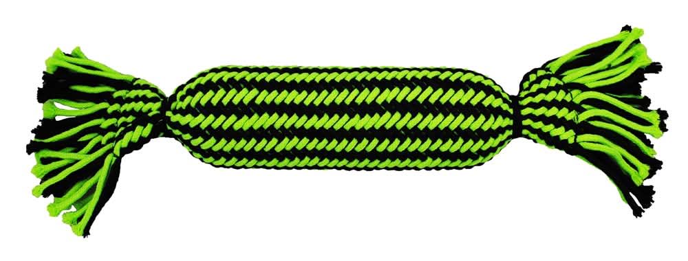 Jolly Pet Knot-n-Chew Dog Toy Tube Squeaker Green/Black LG/XL