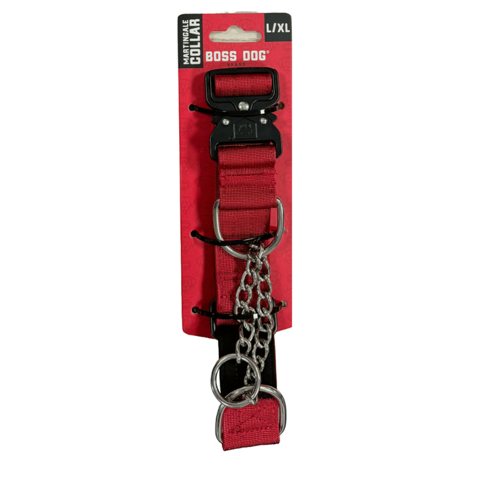 Boss Dog Martingale Dog Collar Red LG/XL