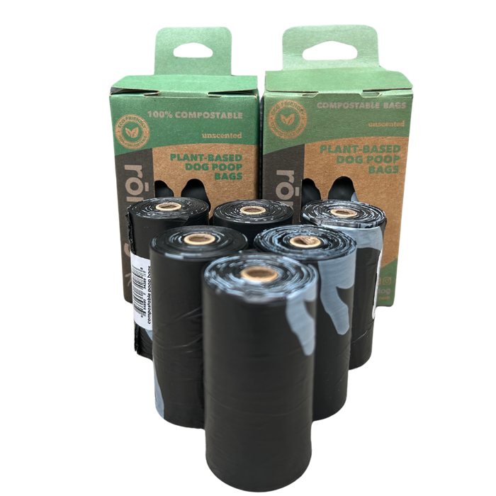 Rōmng compostable plant-based dog poop bags