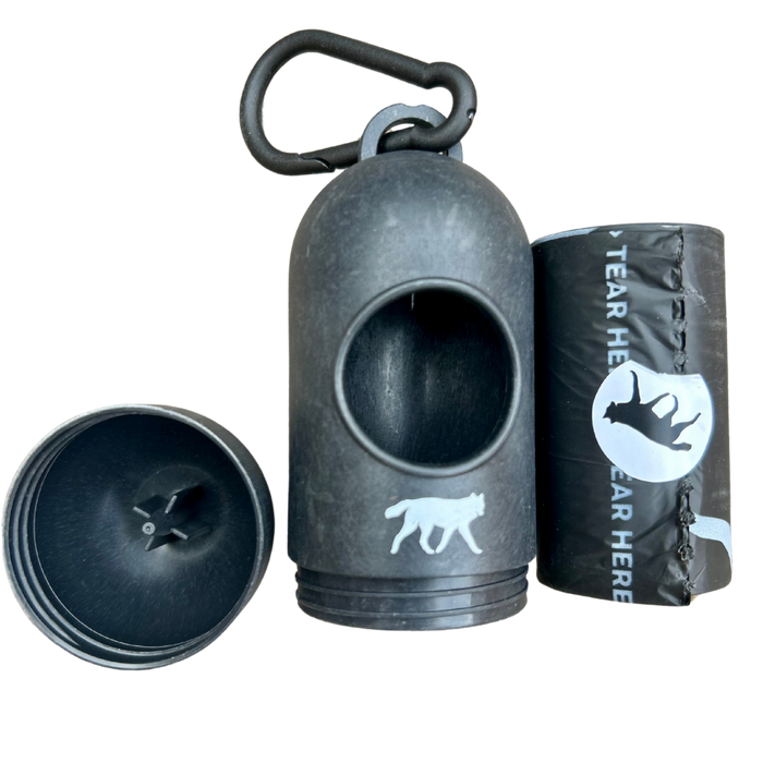 Rōmng compostable plant-based dog poop bags + bamboo dispenser