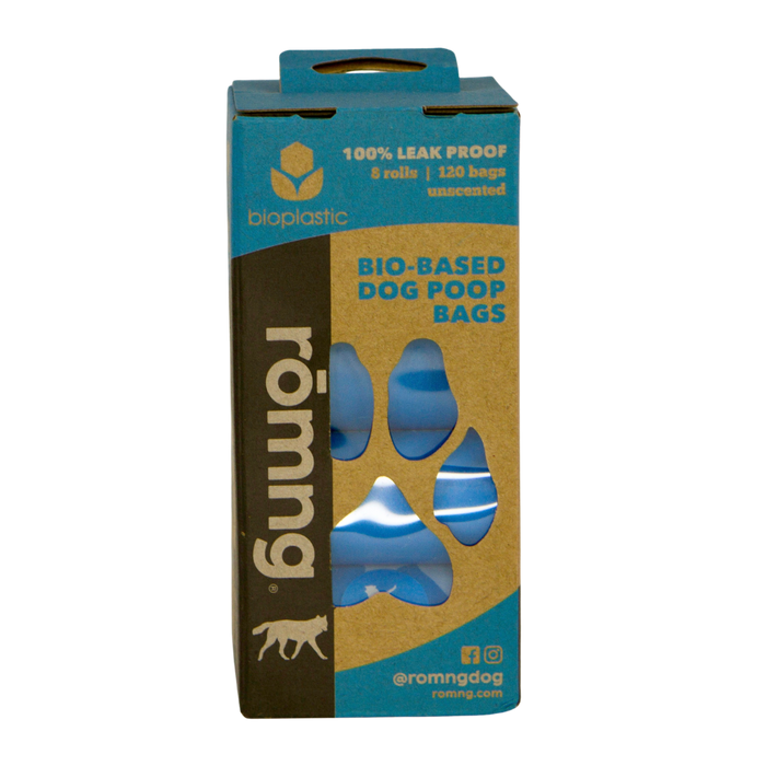 Rōmng bio-based dog poop bags + bamboo dispenser