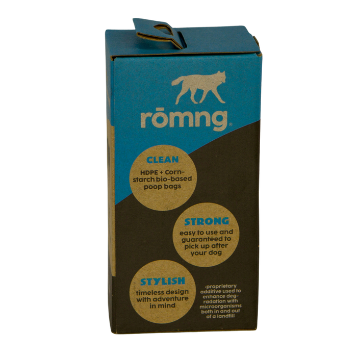 Rōmng bio-based dog poop bags + bamboo dispenser