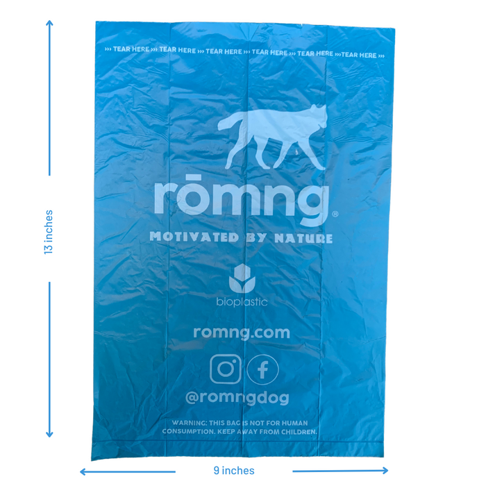 Rōmng bio-based dog poop bags + bamboo dispenser
