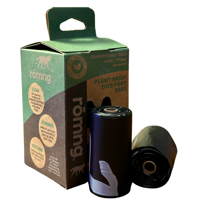 Rōmng compostable plant-based dog poop bags