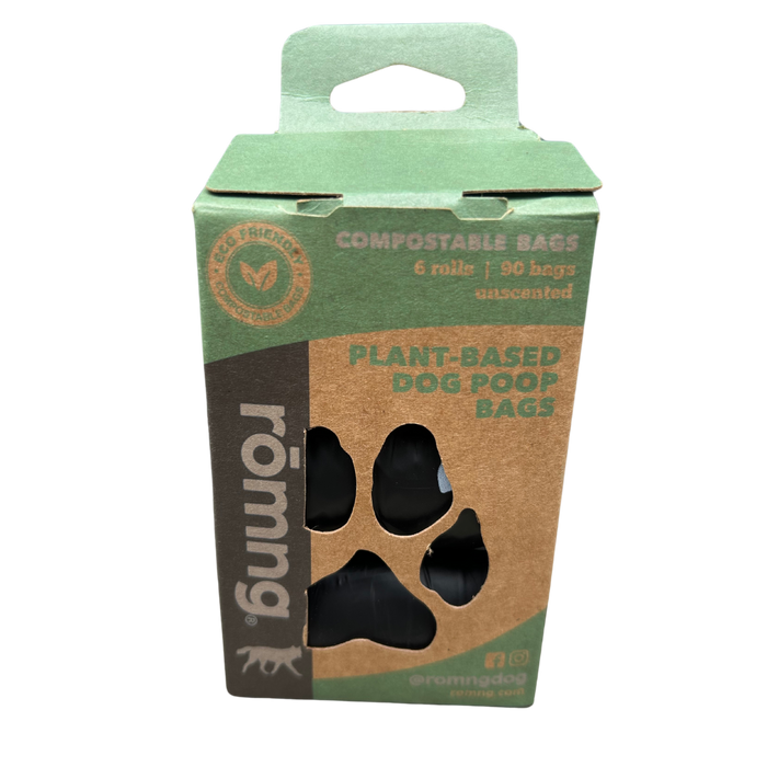 Rōmng compostable plant-based dog poop bags