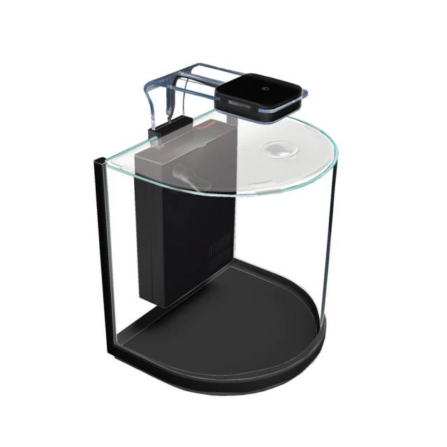 Aquatop PISCES All-in-one Nano Bowfront Glass Aquarium Kit Black, Clear 3 gal