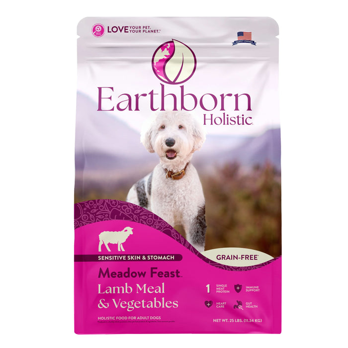 Earthborn Holistic Meadow Feast Grain-Free Dry Dog Food Lamb Meal & Vegetables 25lb