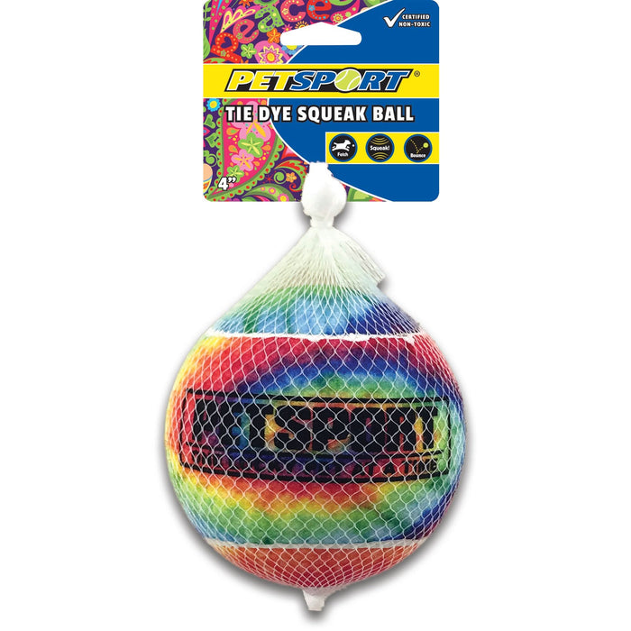 Petsport USA Tie Dye Squeak Ball Dog Toy 4in 1pk