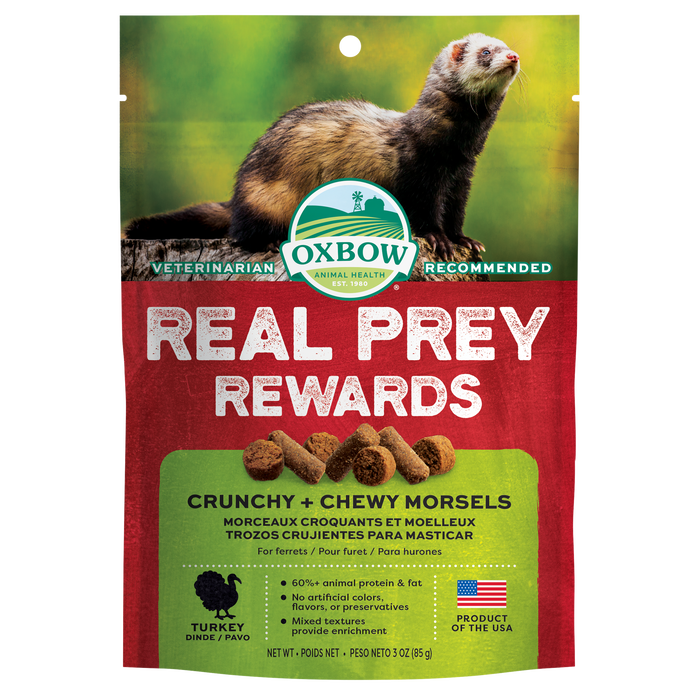 Oxbow Animal Health Real Prey Rewards Crunchy & Chewy Ferret Treat Turkey 3oz