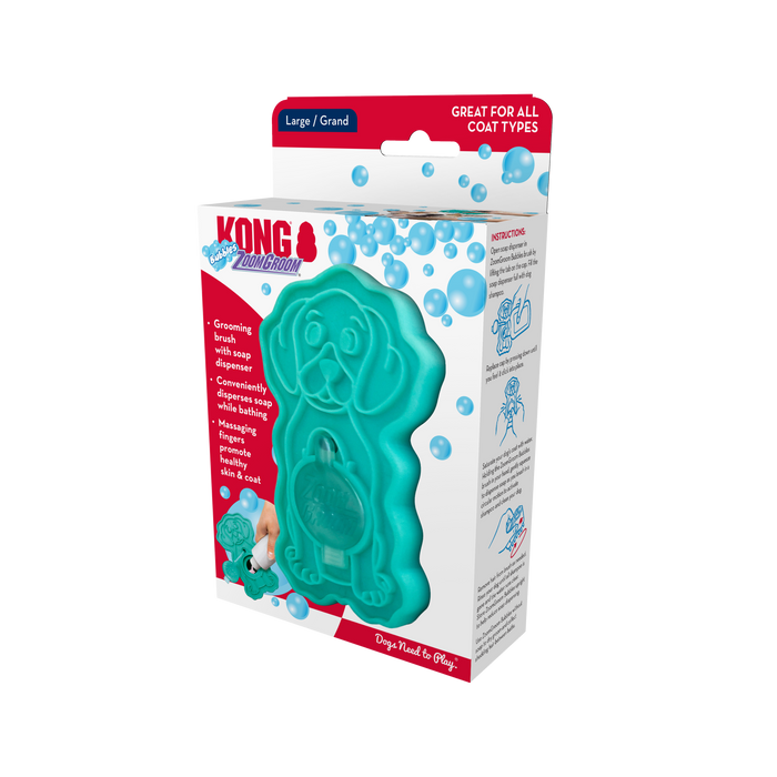 KONG ZoomGroom Bubbles Rubber Dog Grooming Brush LG - Image 2