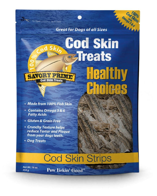Savory Prime Cod Skin Fish Strips Dog Treats, 16 oz - 810359620169