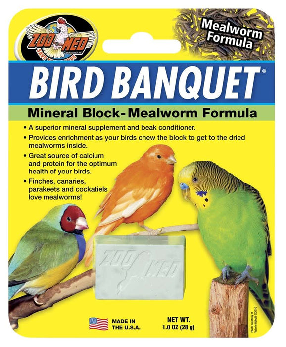 Zoo Med Bird Banquet Mealworm Formula Mineral Block Green 1oz SM