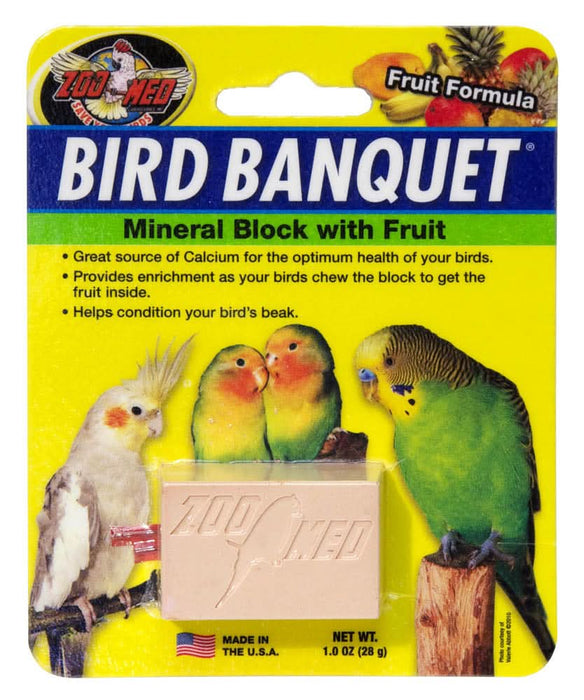 Zoo Med Bird Banquet Fruit Formula Mineral Block Pink 1oz SM