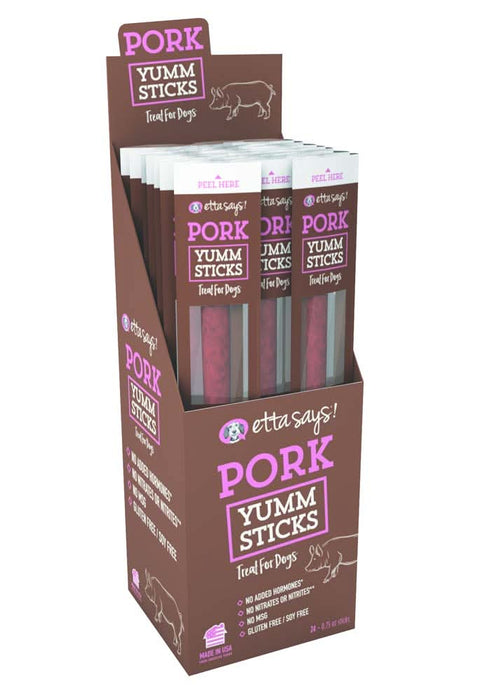 Etta Says! Pork Yumm Sticks Dog Treat Display Box 24 ct