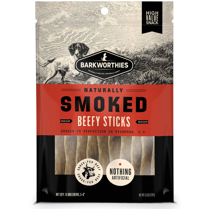 Barkworthies Smoked Beefy Sticks Dog Treat MD 5-6in 15ct - Image 2
