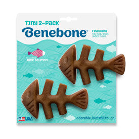 Benebone 2-Pack Fishbone Dog Chew Toy Salmon XS|40PK