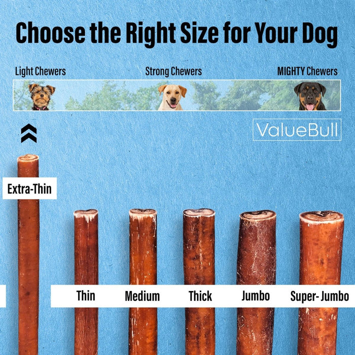 Value Pet Supplies ValueBull Bully Sticks for Small Dogs, Extra Thin 6 Inch, 50 Count